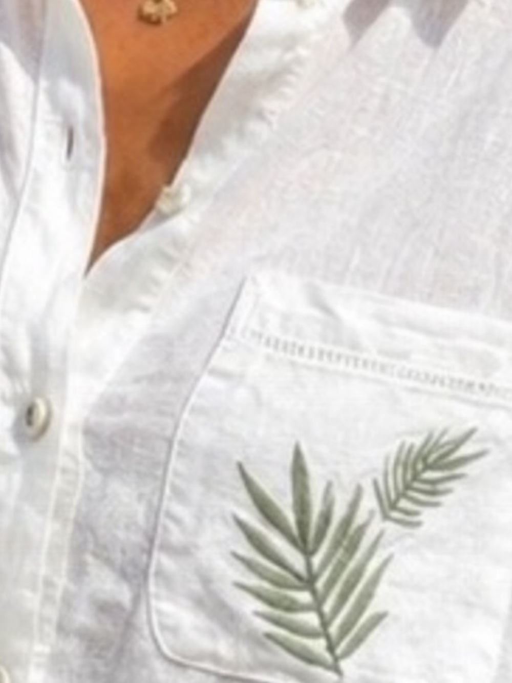 Tory Burch White Tunic with Green Palm Motif - Picture 2 of 2
